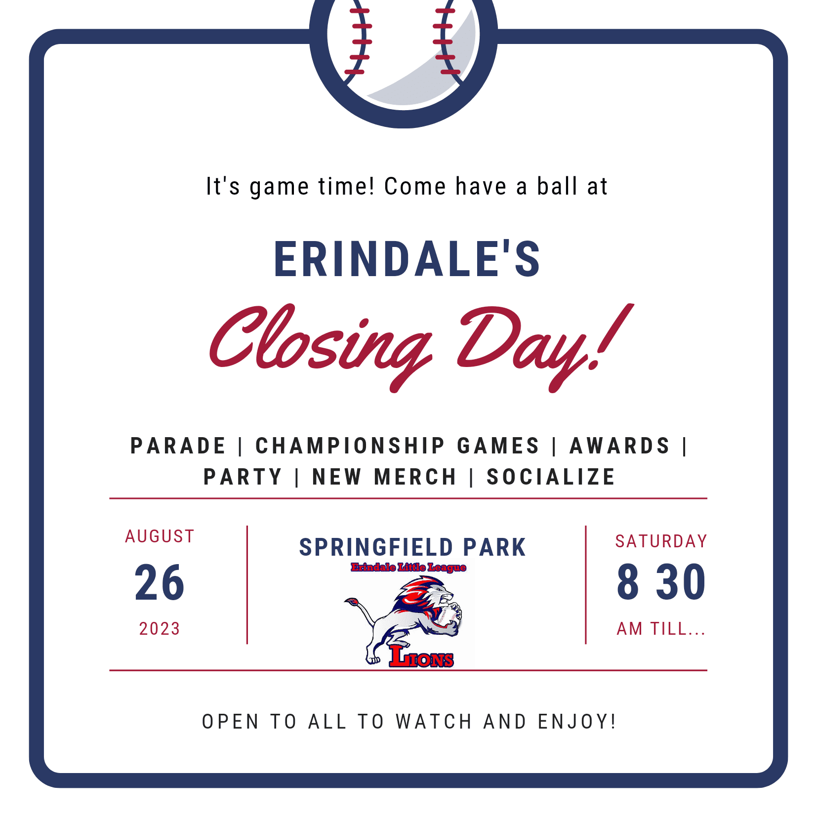 Erindale_Closing_Day